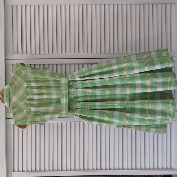 Merona shirt dress, size 6, green/white plaid - Picture 3 of 4